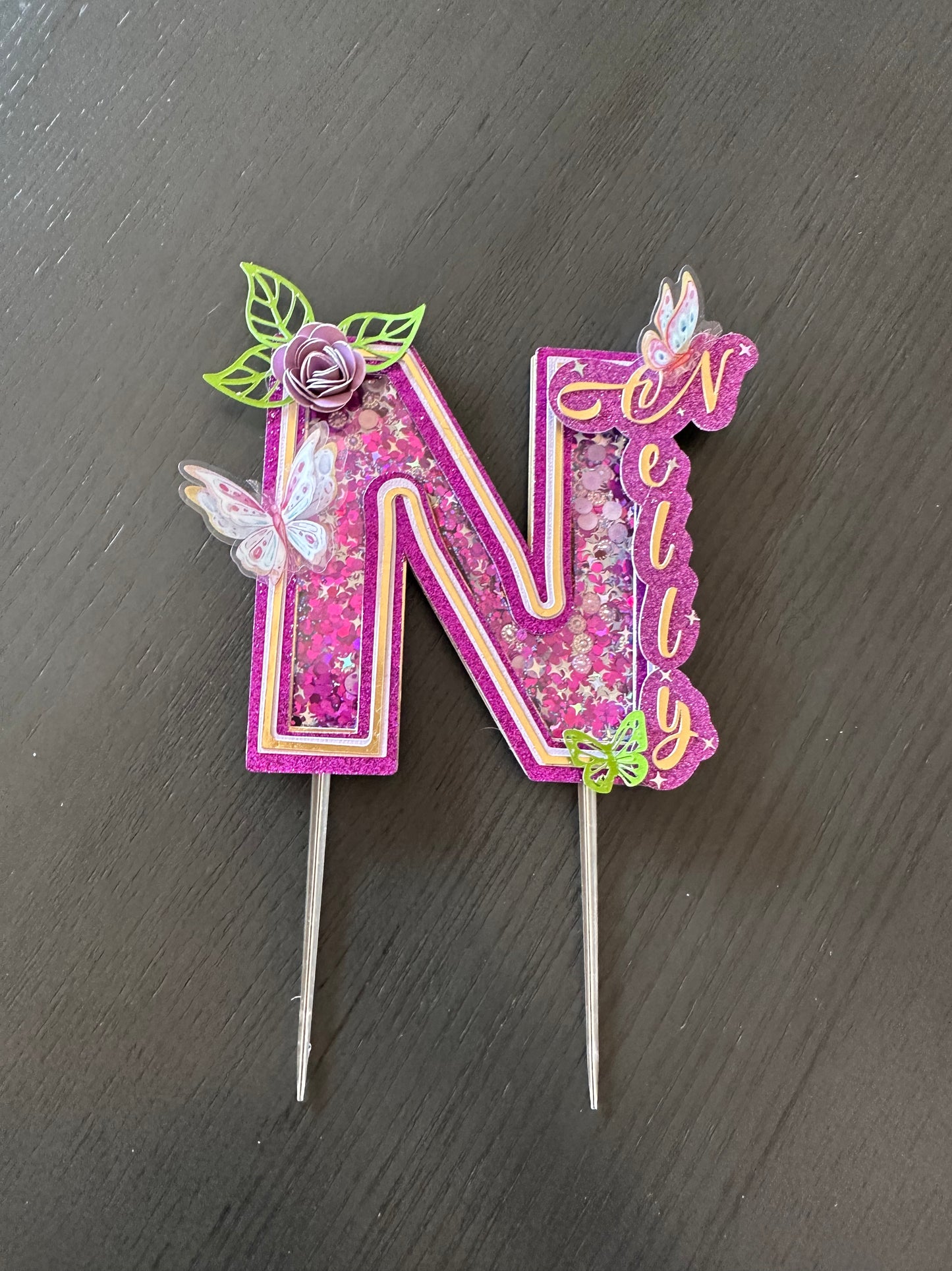 Alphabet initials for cake toppers,Shaker and layered, 3D letter cake topper, Personalized.