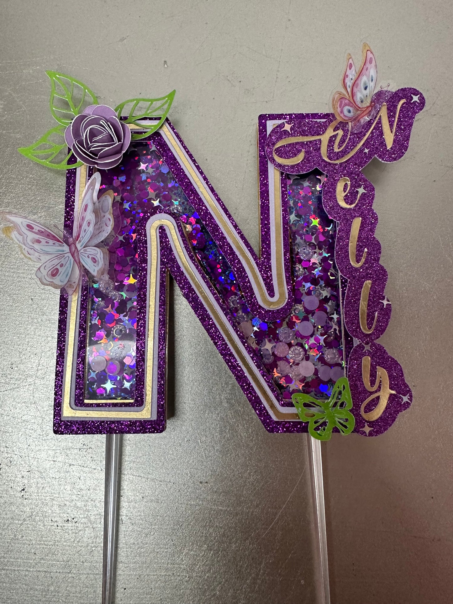 Alphabet initials for cake toppers,Shaker and layered, 3D letter cake topper, Personalized.