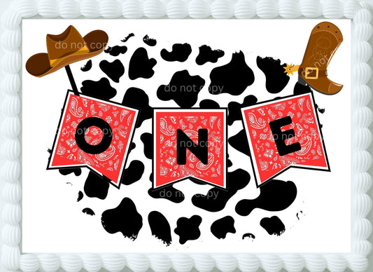 Cowboy Edible Cake Topper, Cowgirl, Happy One Years, Milestone Cake, Custom