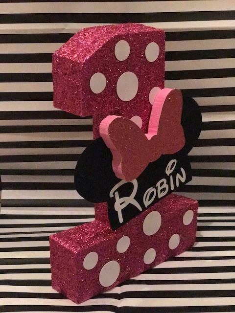 Customizable   Minnie Mouse Inspired Glitter  Number. Girls love it!