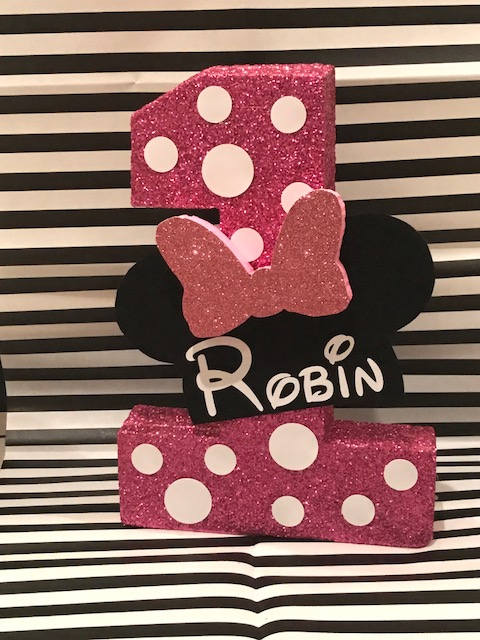 Customizable   Minnie Mouse Inspired Glitter  Number. Girls love it!