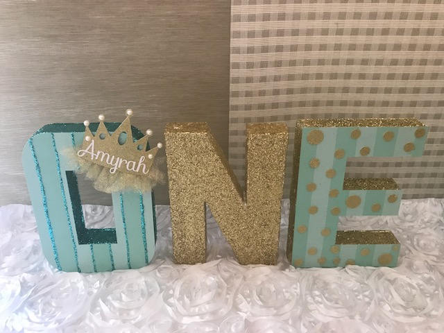 Customizable  Glitter and painted word ONE
