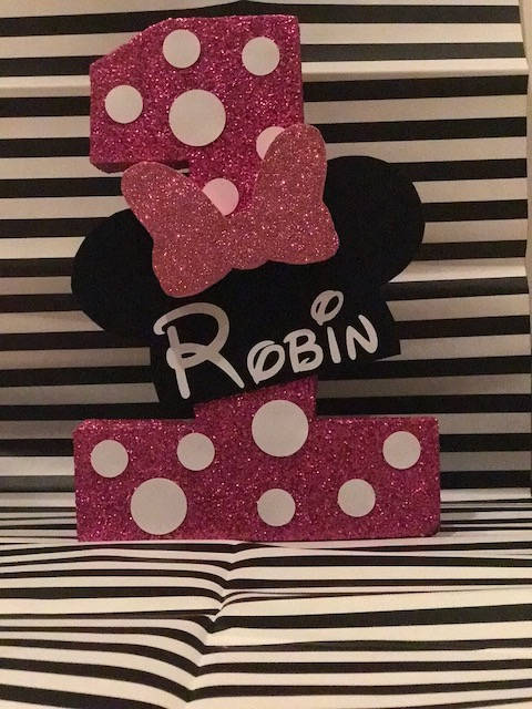 Customizable   Minnie Mouse Inspired Glitter  Number. Girls love it!