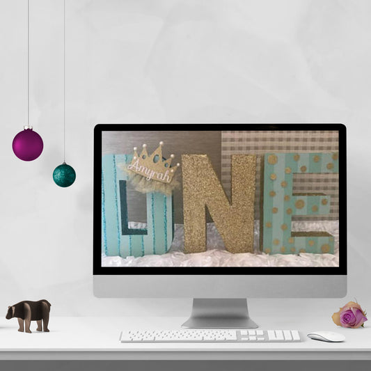 Customizable  Glitter and painted word ONE