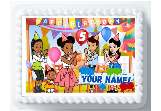 Happy Birthday Edible Cake Topper Personalized, Gracie's Corner Edible Cake Topper Inspirited, (Fan Made)