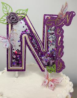 Alphabet initials for cake toppers,Shaker and layered, 3D letter cake topper, Personalized.