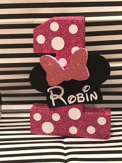 Customizable   Minnie Mouse Inspired Glitter  Number. Girls love it!