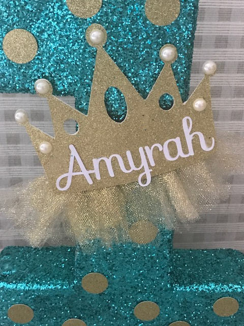 Princess Customizable   Glitter  Number
