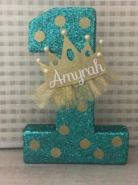 Princess Customizable   Glitter  Number