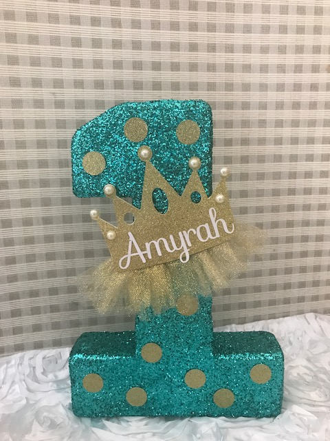 Princess Customizable   Glitter  Number