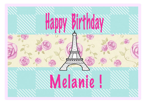 Cake topper, edible image. Girls loves  Paris!  personalized your birthday cake, Frosting Sheet.