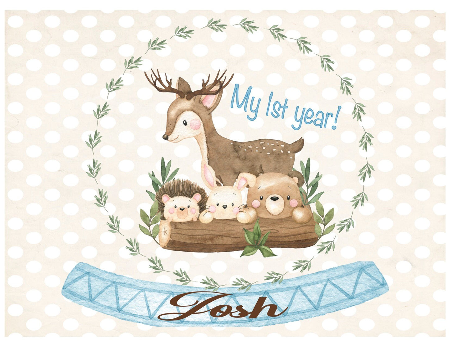 Woodland Baby Boy Celebration, Baby animals.  Edible cake or cupcake topper