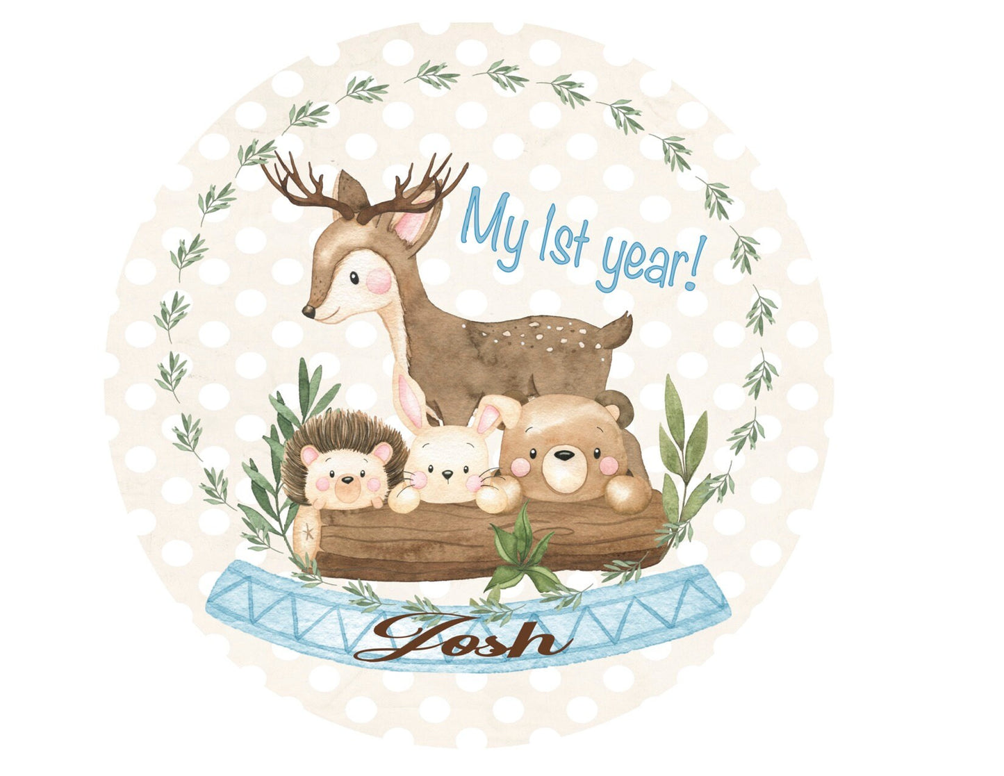 Woodland Baby Boy Celebration, Baby animals.  Edible cake or cupcake topper