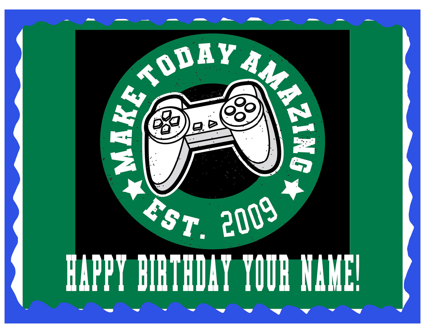Video Game Edible cake topper, Gamer.  Make your Day Amazing. Boys Love it!
